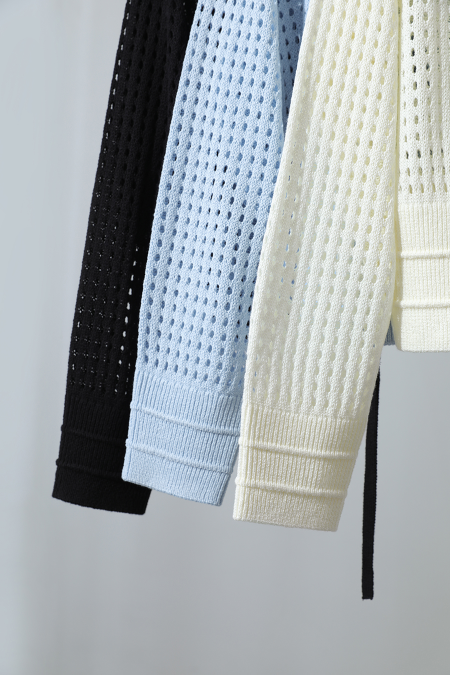 Zip-Up Hollow Knitted Cardigan