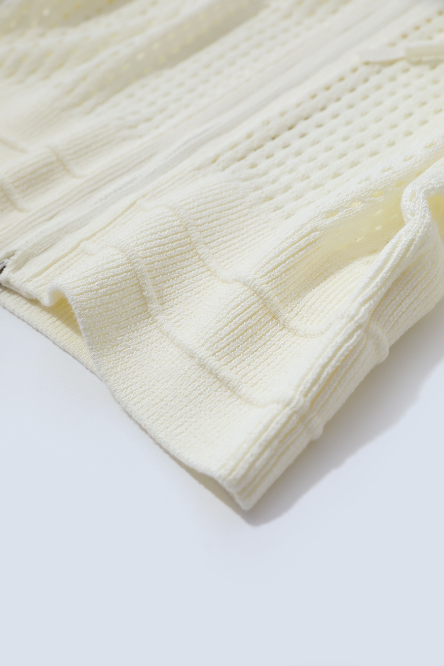 Zip-Up Hollow Knitted Cardigan