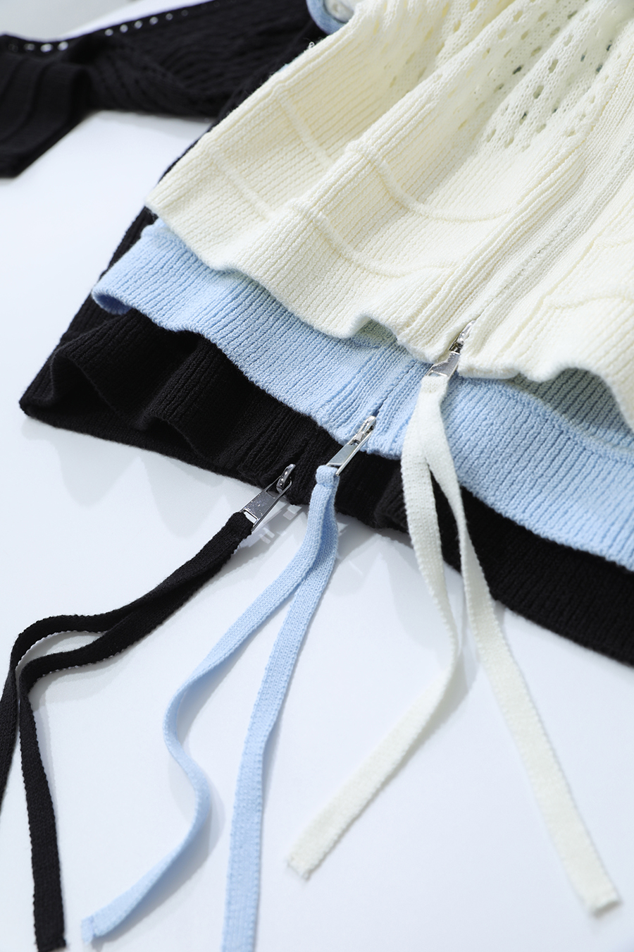 Zip-Up Hollow Knitted Cardigan