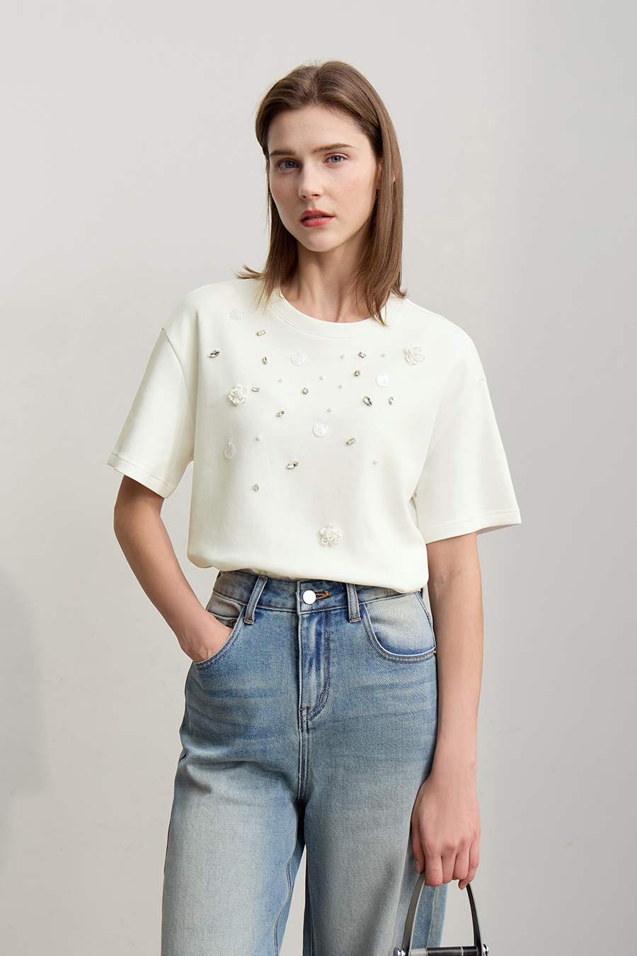 3D Beaded & Rhinestone T-shirt