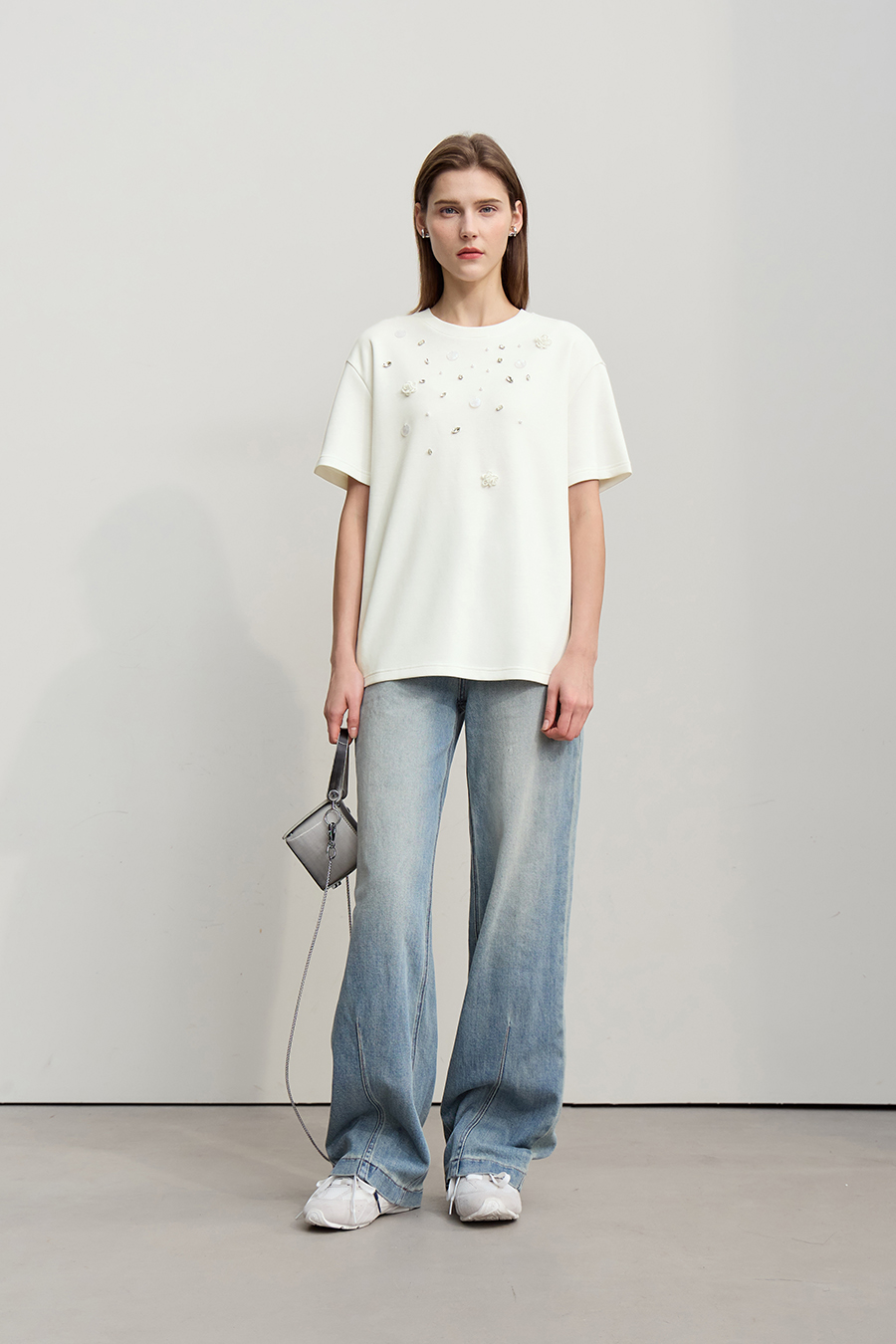 3D Beaded & Rhinestone T-shirt