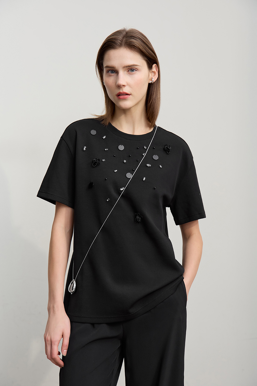 3D Beaded & Rhinestone T-shirt