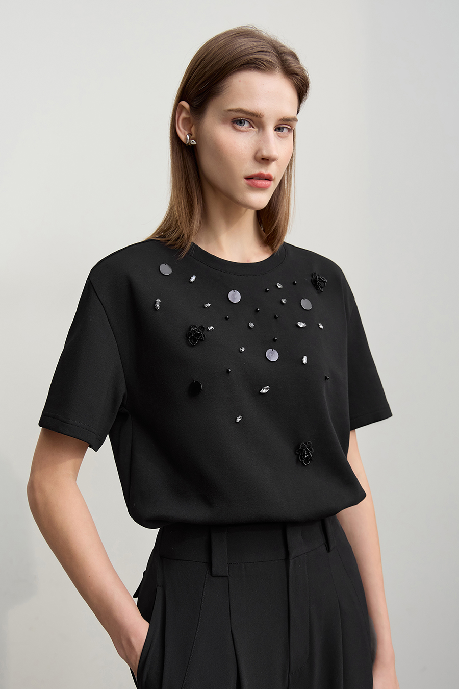 3D Beaded & Rhinestone T-shirt