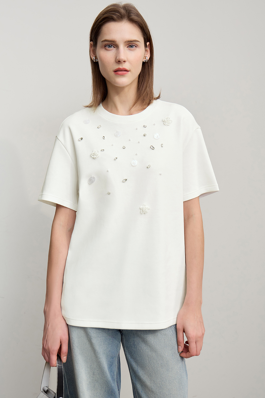 3D Beaded & Rhinestone T-shirt