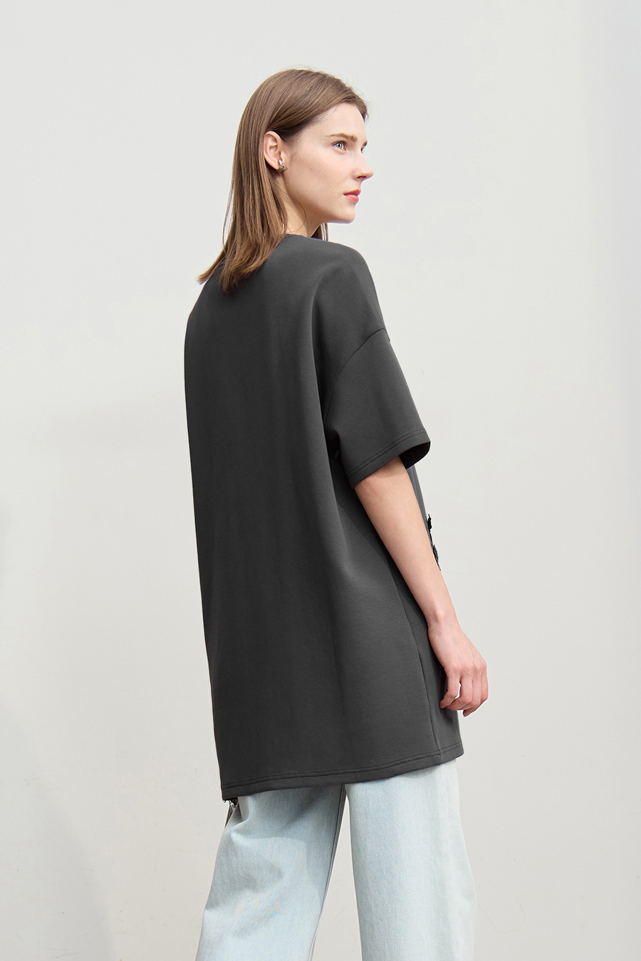 Lace Spliced Air Layer T-Shirt