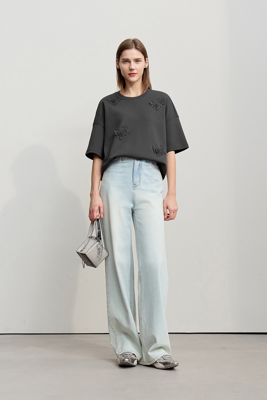 Lace Spliced Air Layer T-Shirt