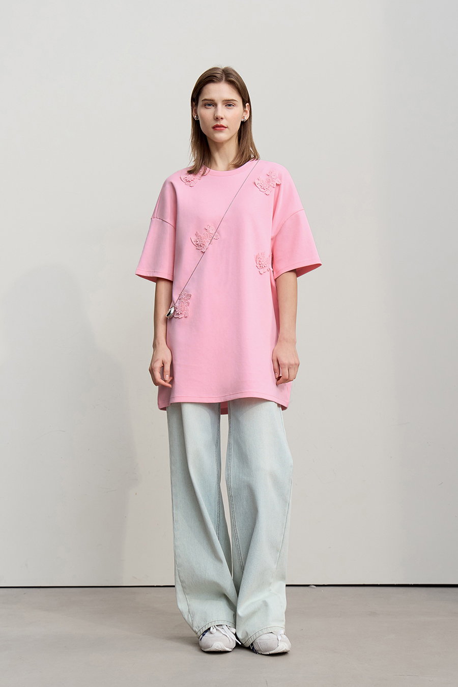 Lace Spliced Air Layer T-Shirt