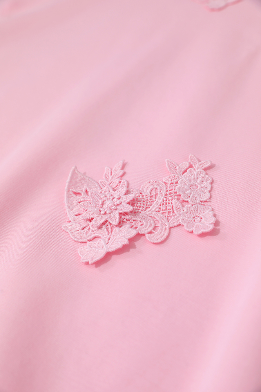 Lace Spliced Air Layer T-Shirt