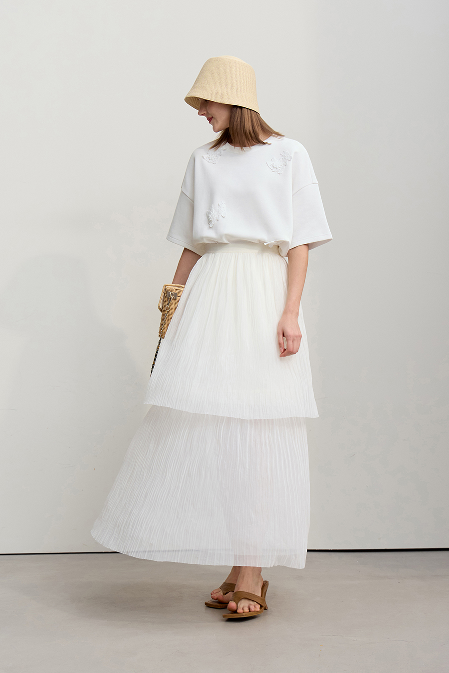 Lace Spliced Air Layer T-Shirt