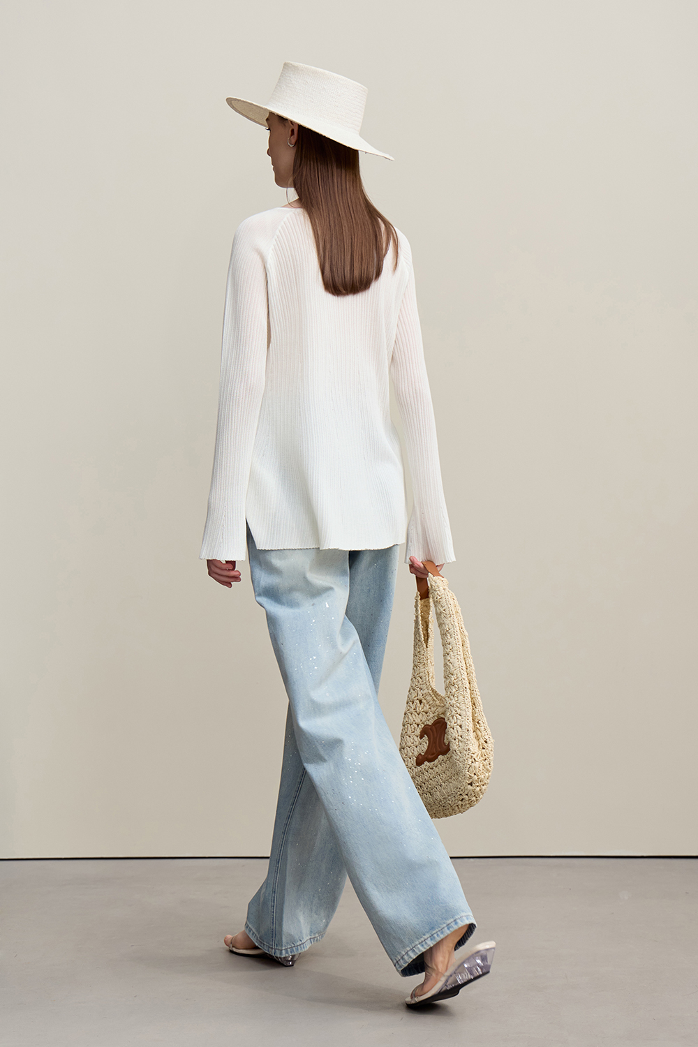 Round Neck Tie Knit Sweater