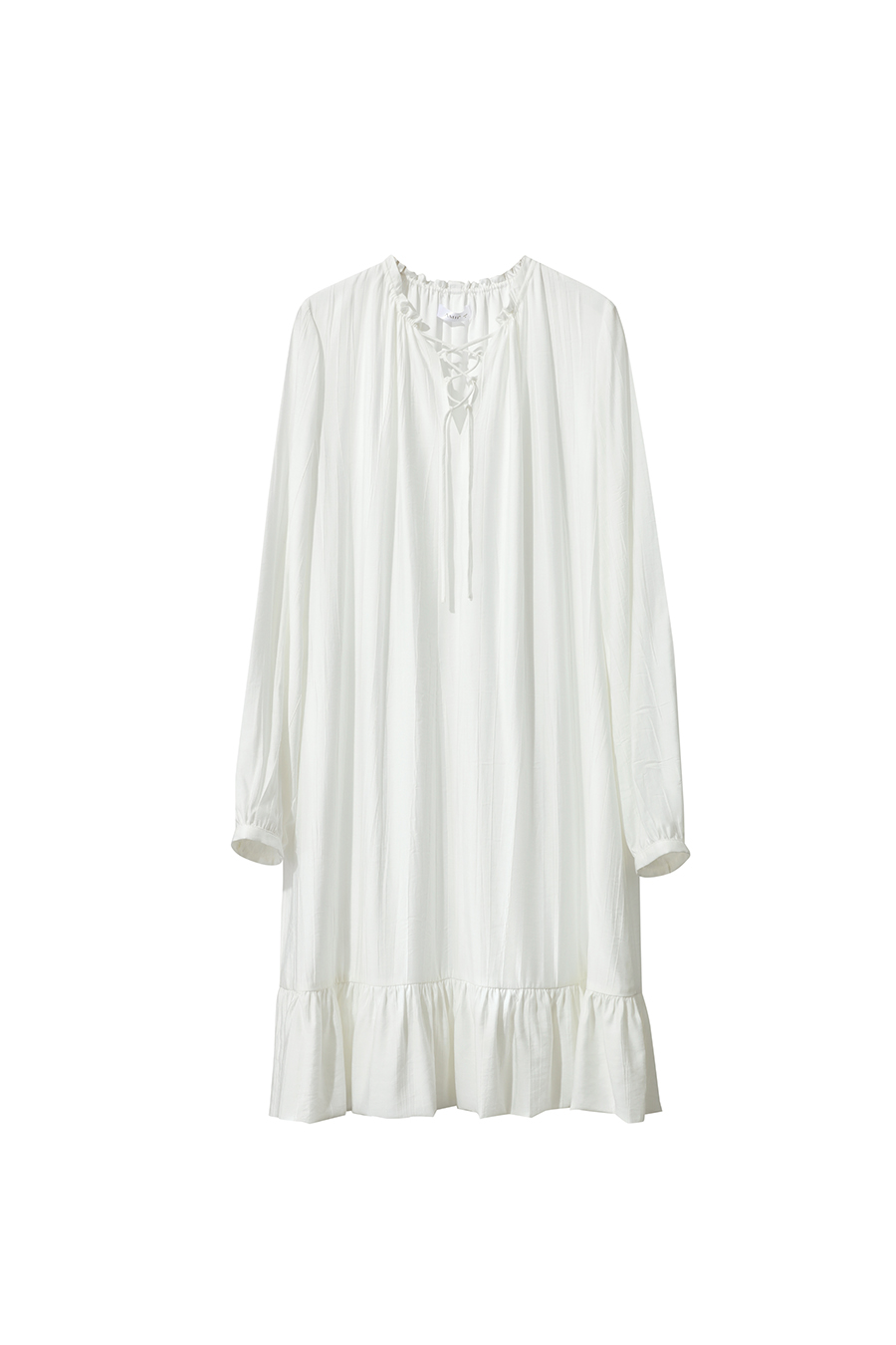 Tie Long Sleeve Ruffle Dress