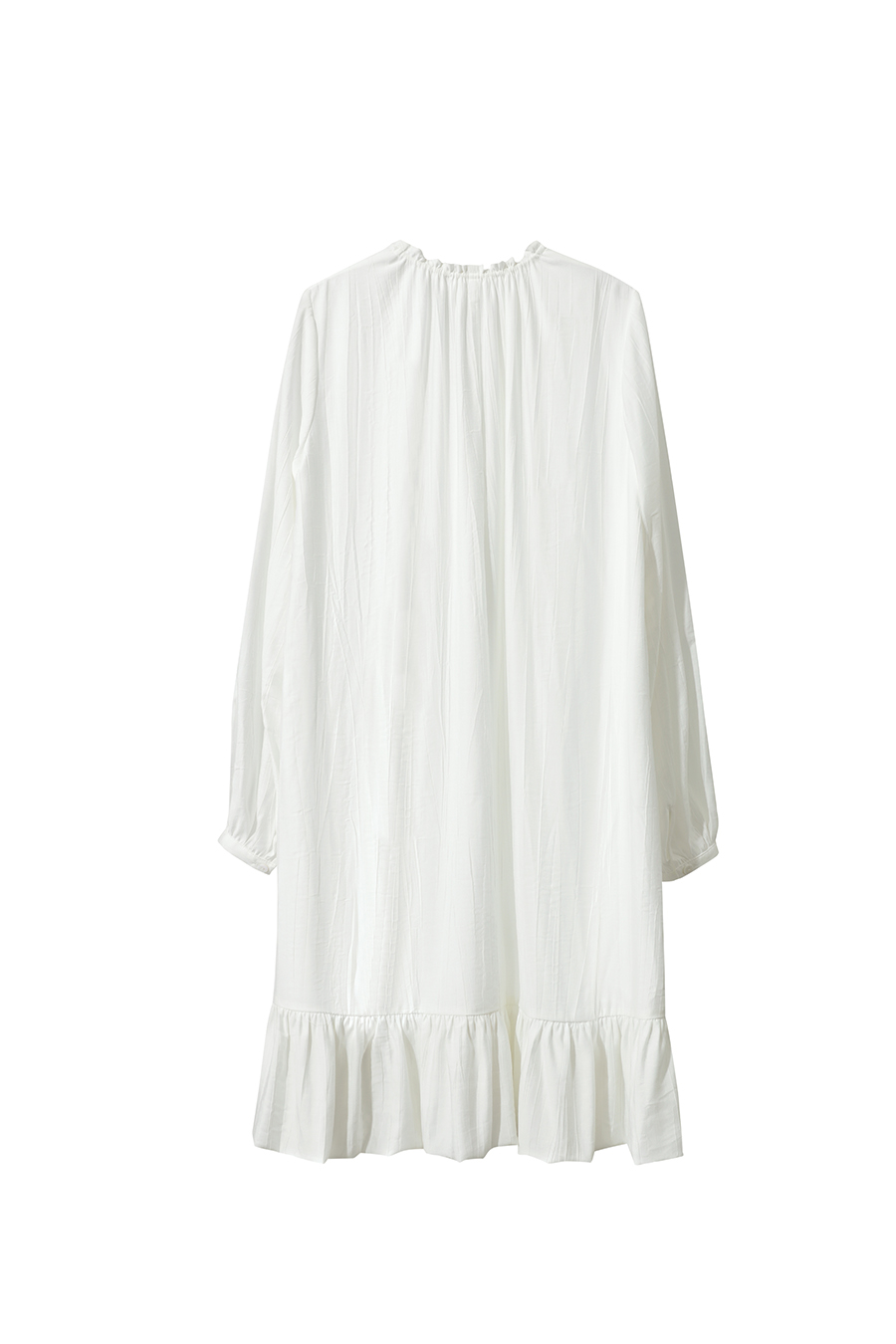 Tie Long Sleeve Ruffle Dress