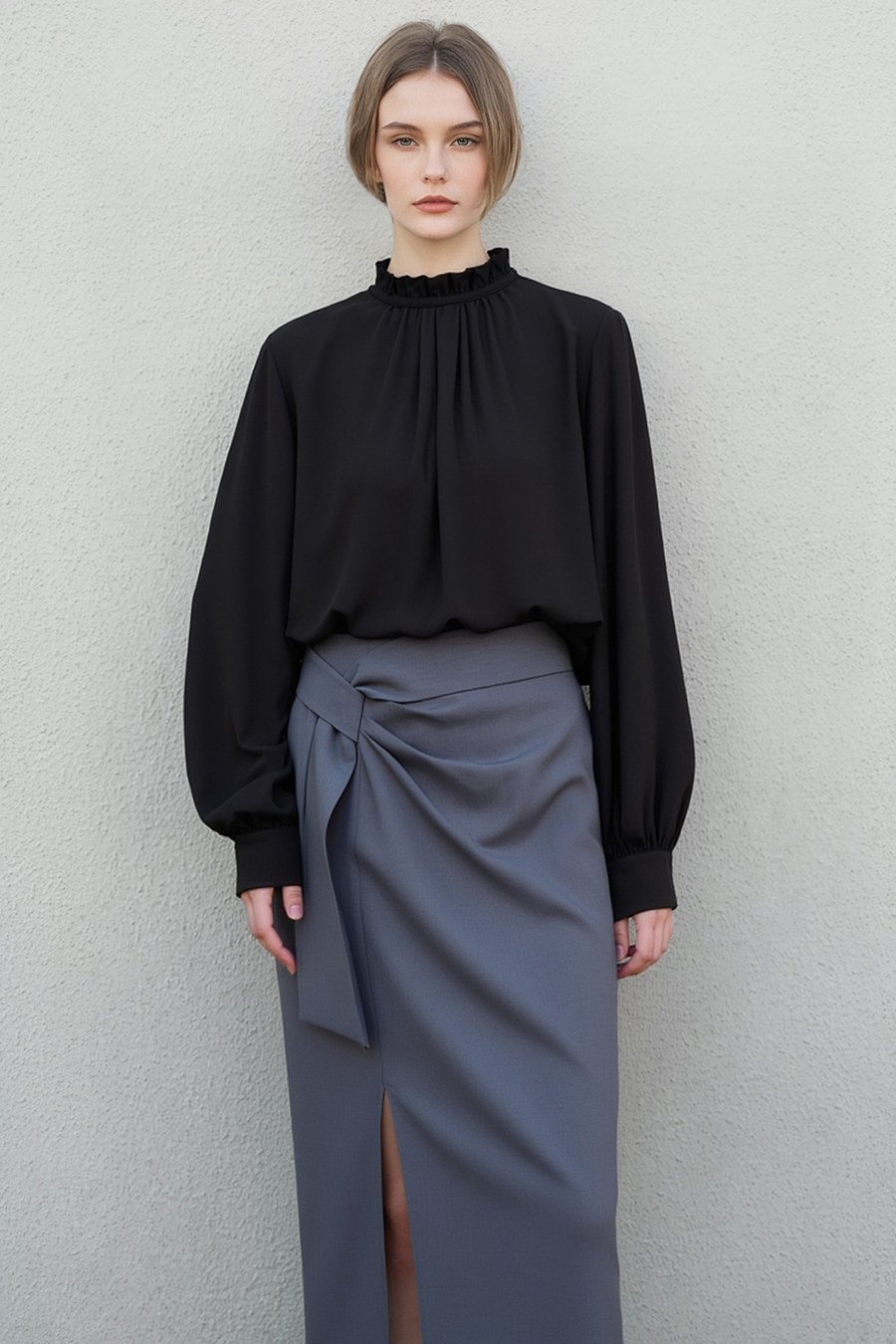 Ruffle Pleated Chiffon Top