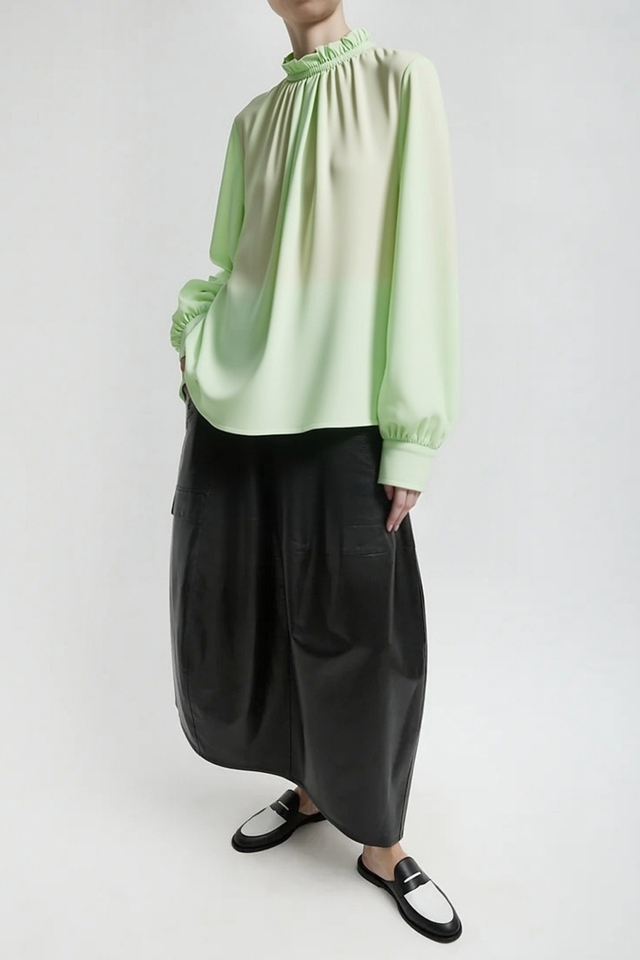 Ruffle Pleated Chiffon Top