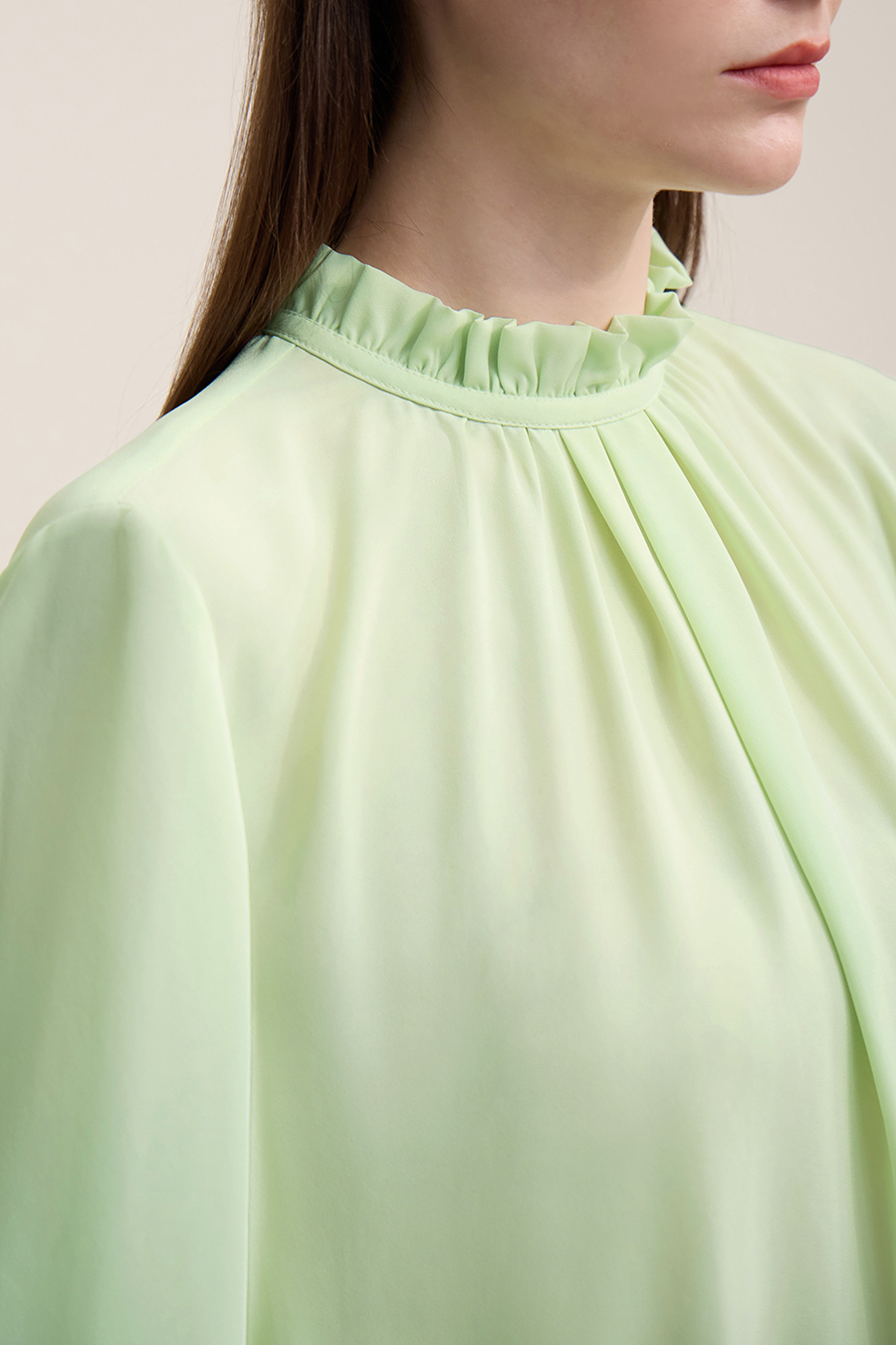 Ruffle Pleated Chiffon Top