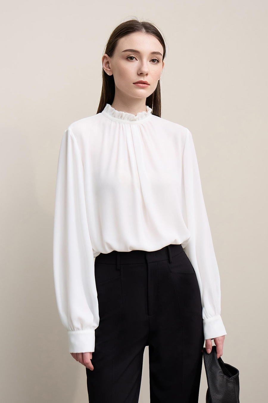Ruffle Pleated Chiffon Top