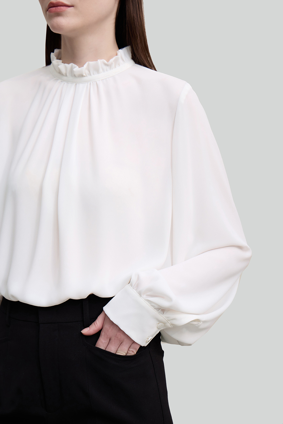 Ruffle Pleated Chiffon Top