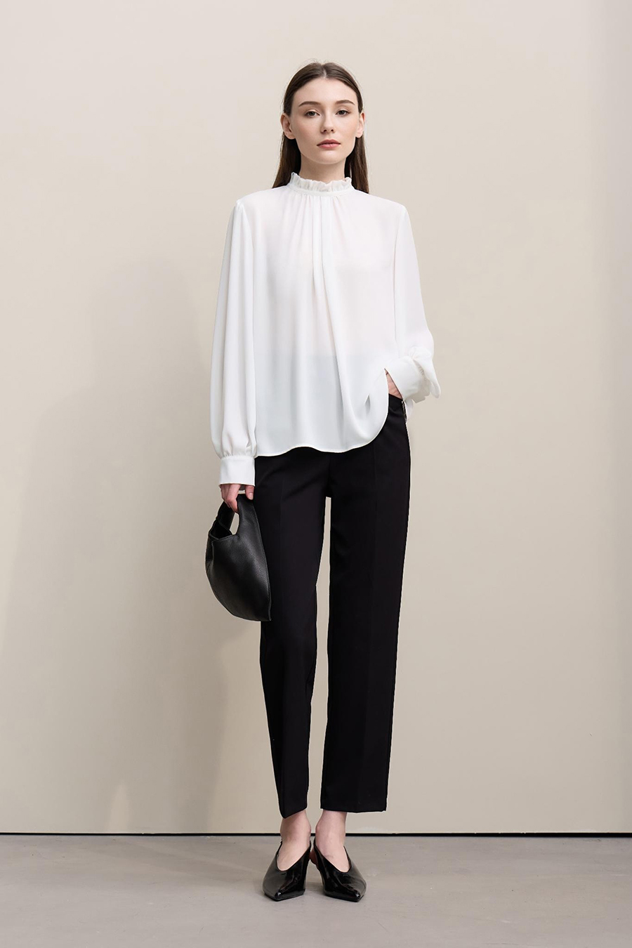 Ruffle Pleated Chiffon Top