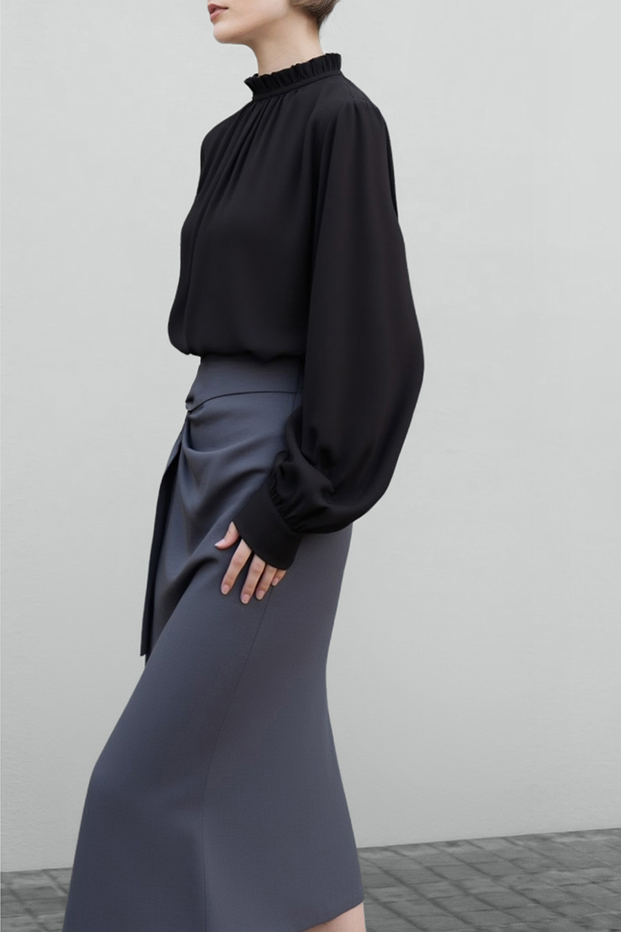 Ruffle Pleated Chiffon Top