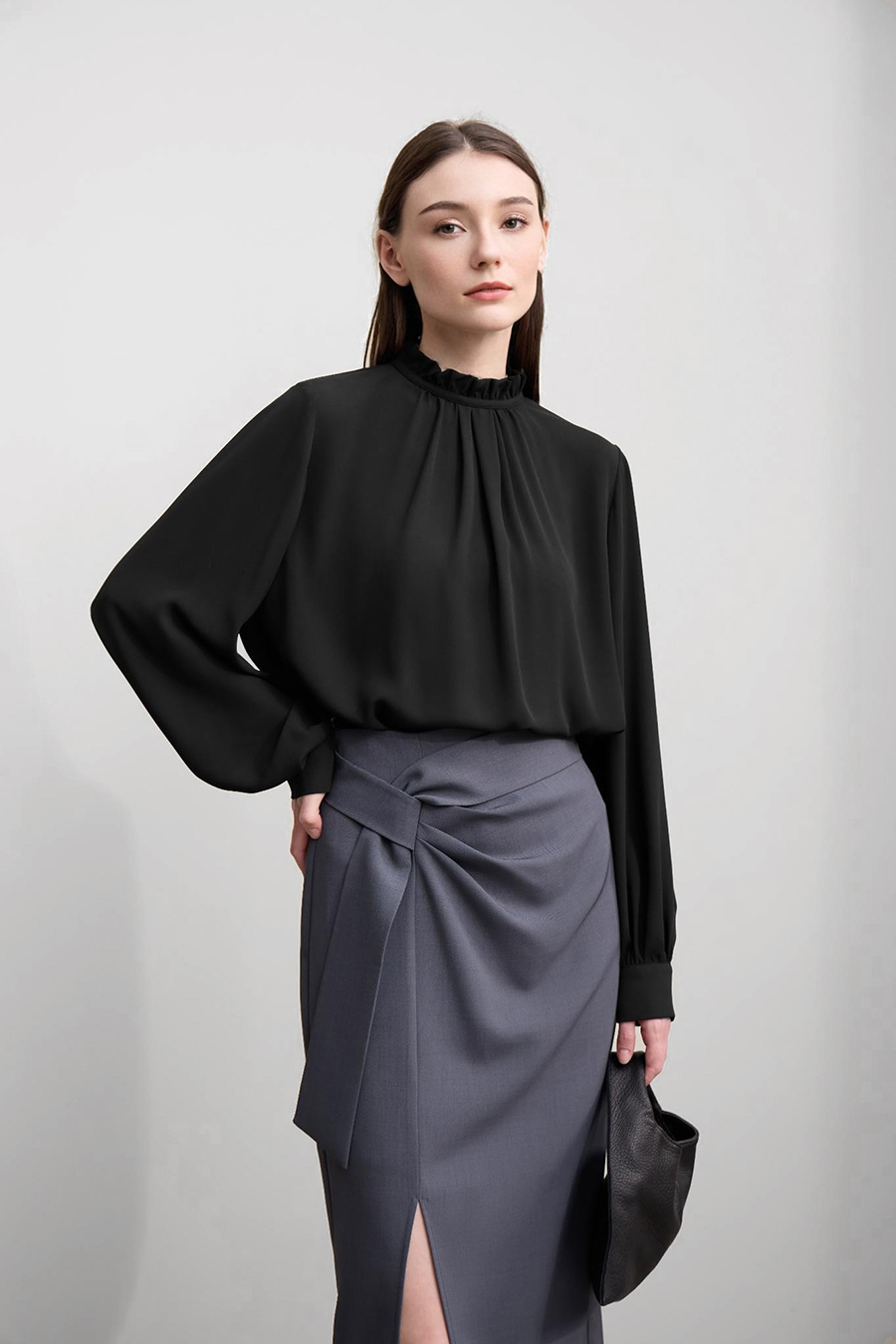 Ruffle Pleated Chiffon Top