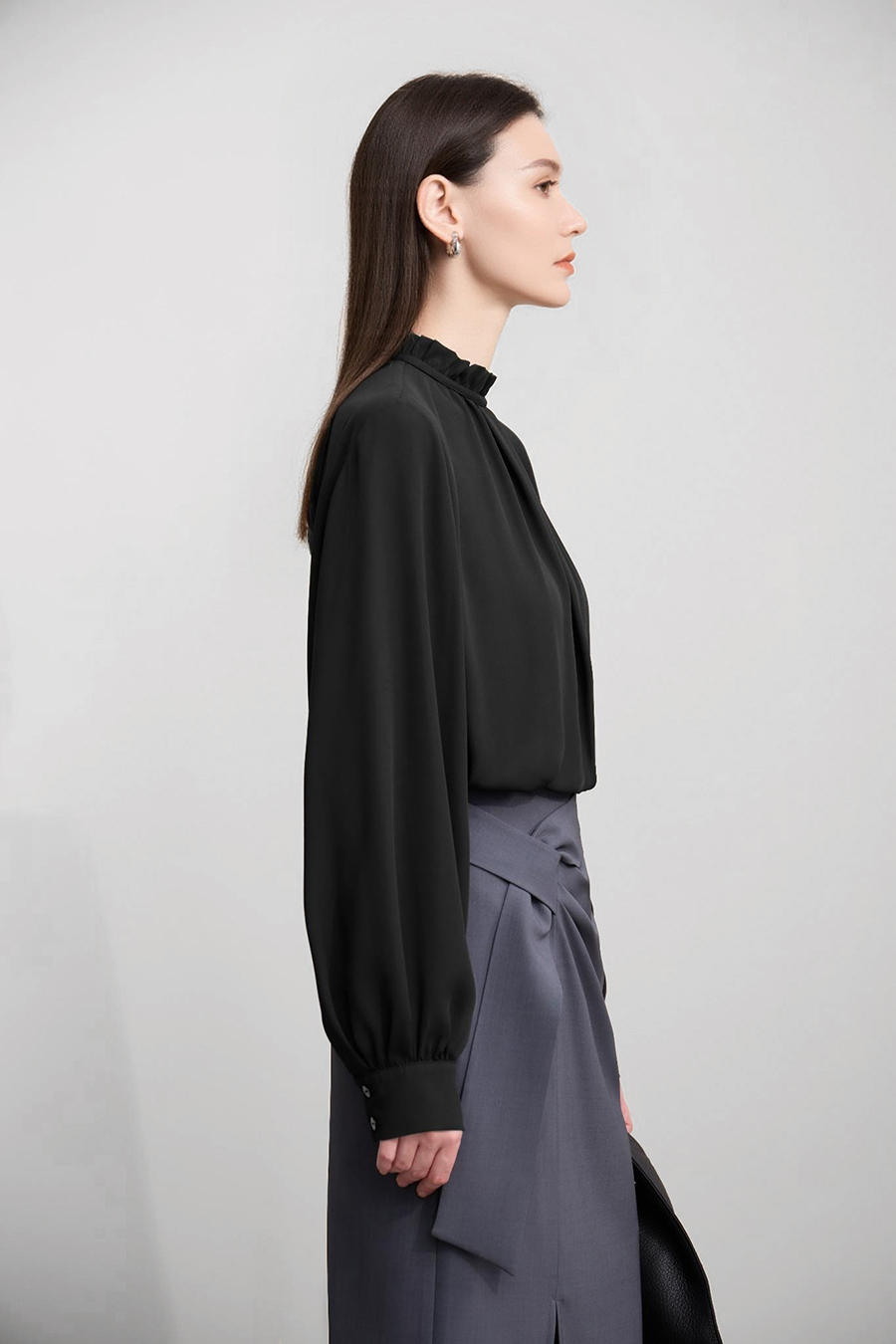 Ruffle Pleated Chiffon Top