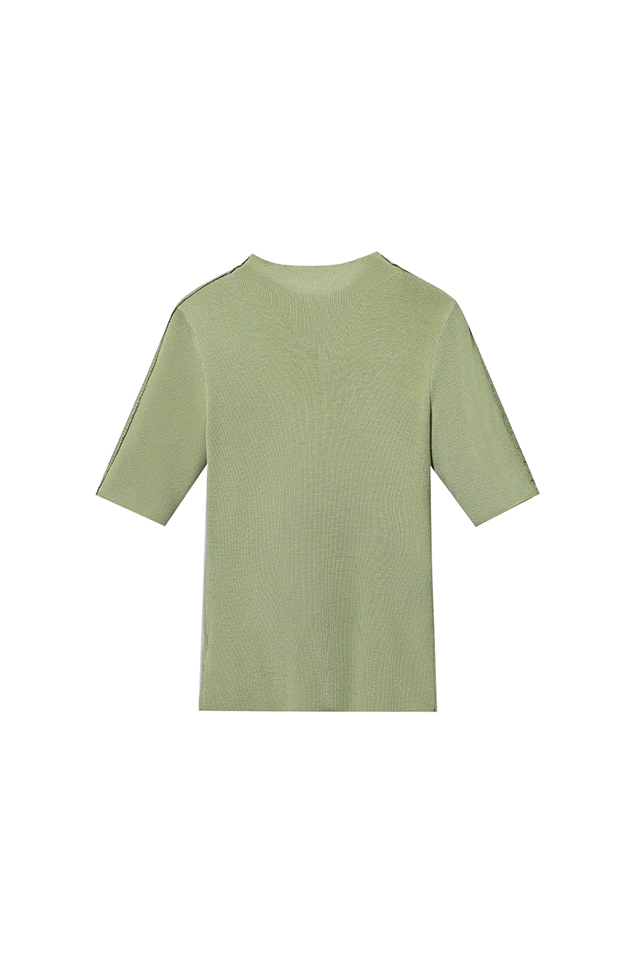 Lace-trim spliced knit sweater|AMII