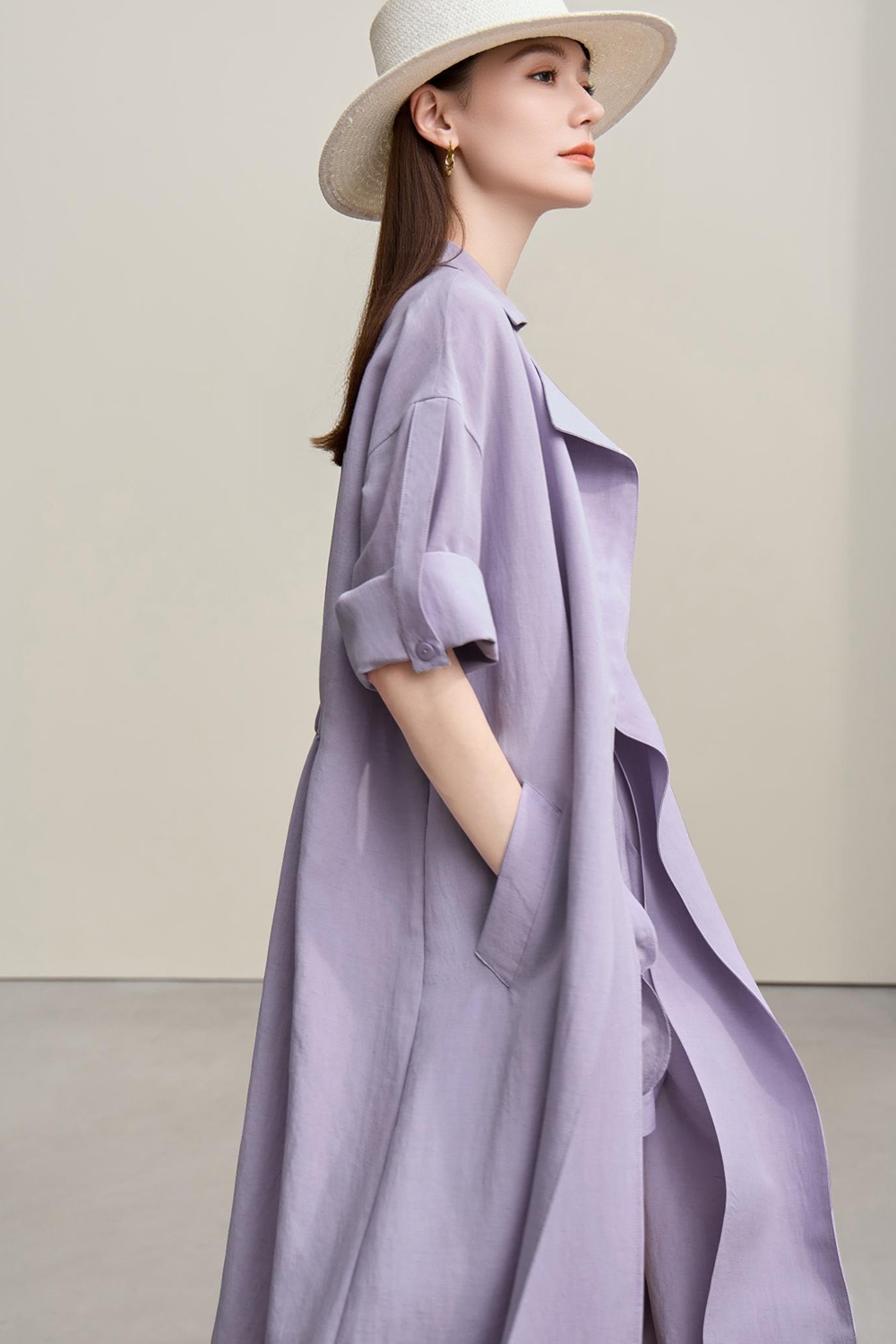 Lyocell Linen Trench Coat