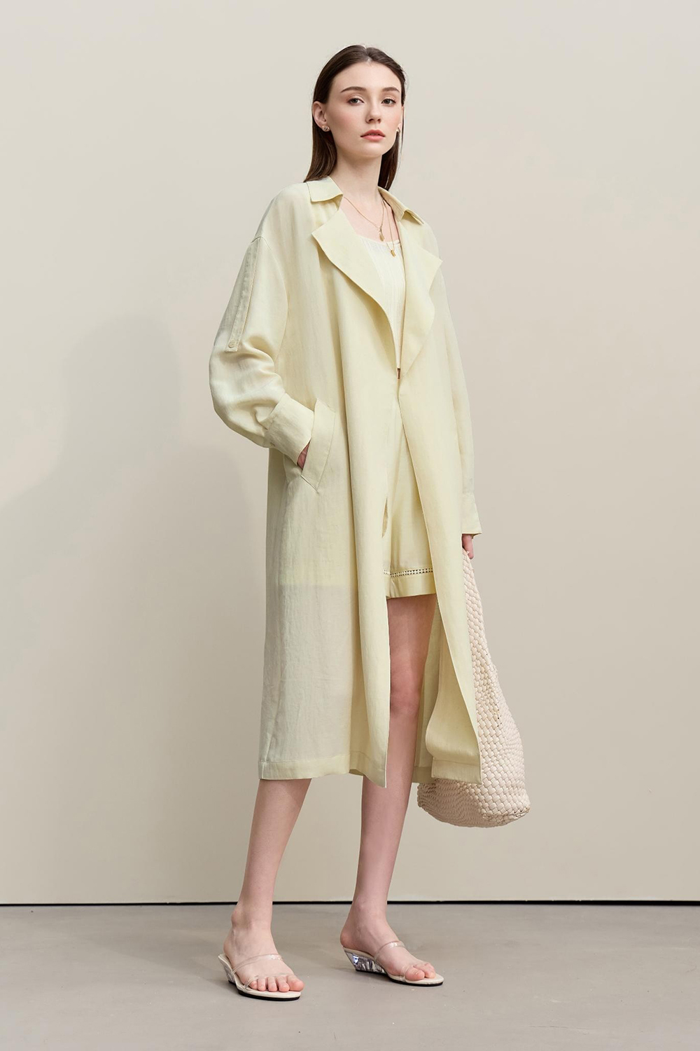 Lyocell Linen Trench Coat