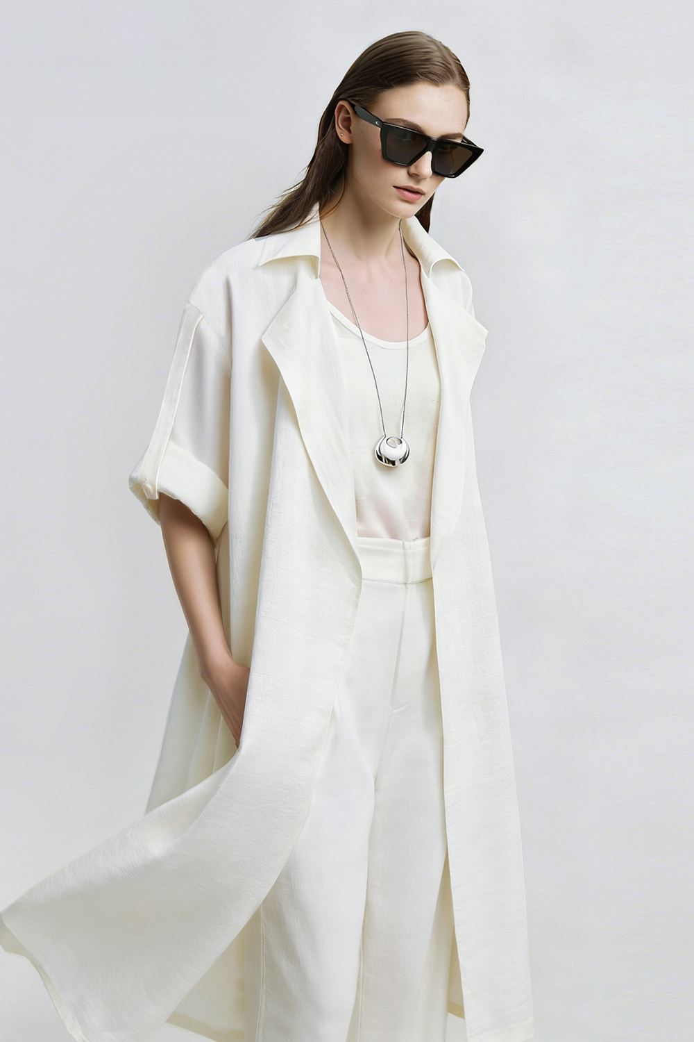 Lyocell Linen Trench Coat