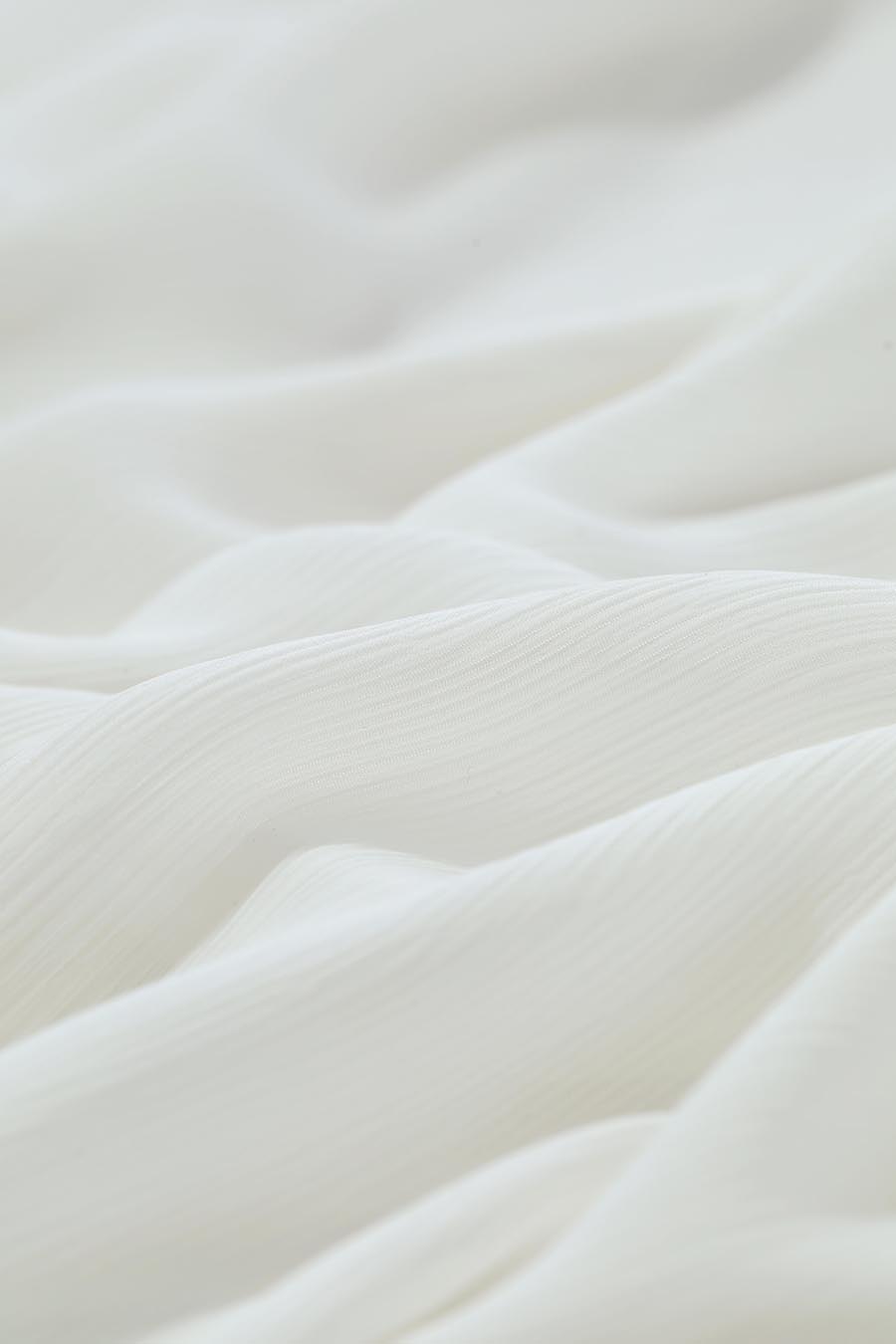 Lantern Sleeve Textured Chiffon Top