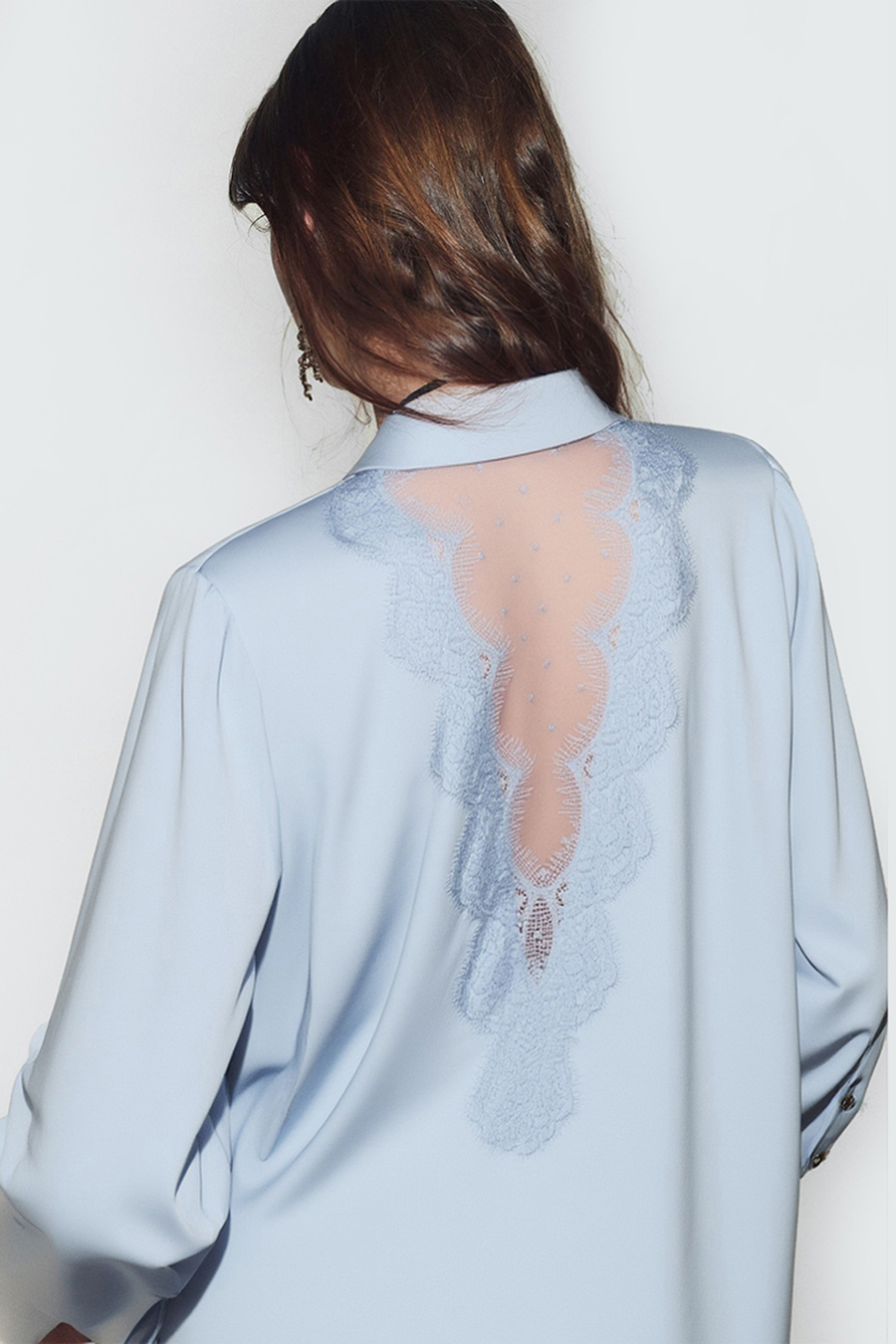 Sheer Mesh Lace Chiffon Blouse