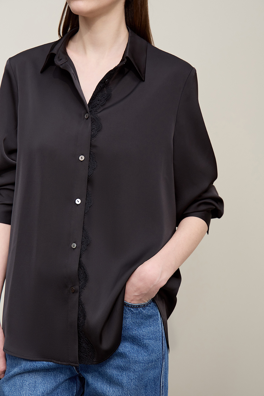 Sheer Mesh Lace Chiffon Blouse