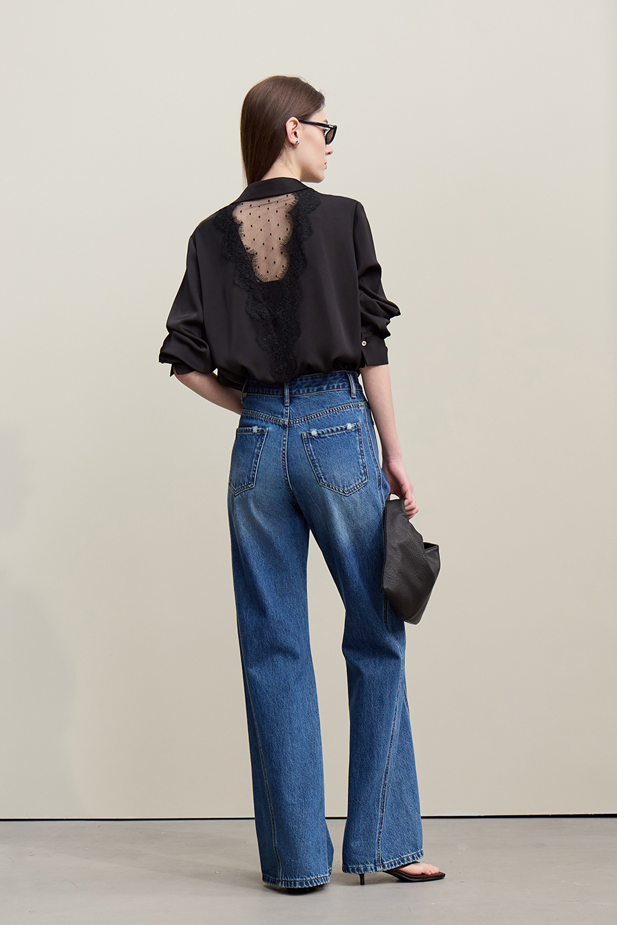 Sheer Mesh Lace Chiffon Blouse