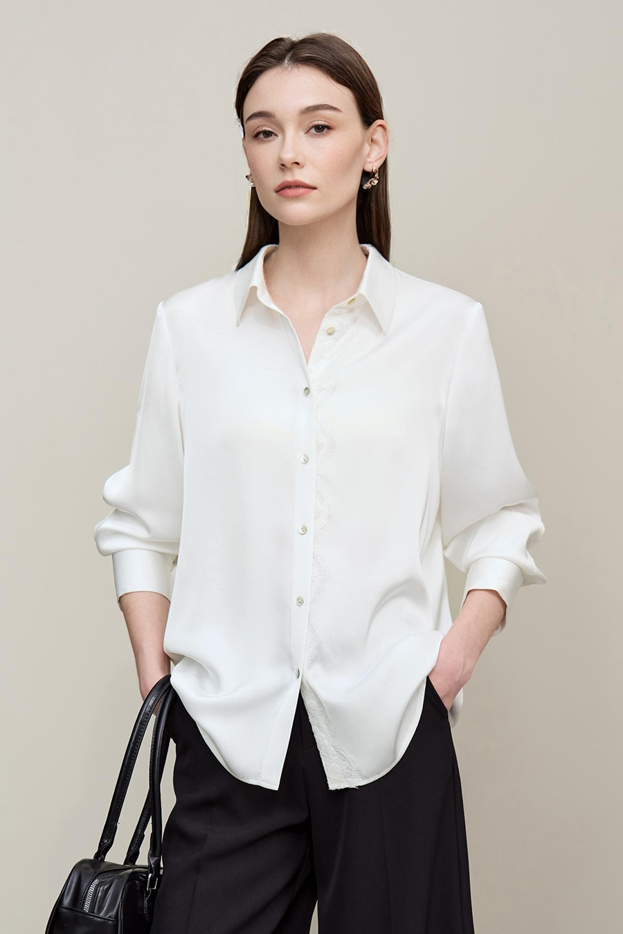 Sheer Mesh Lace Chiffon Blouse