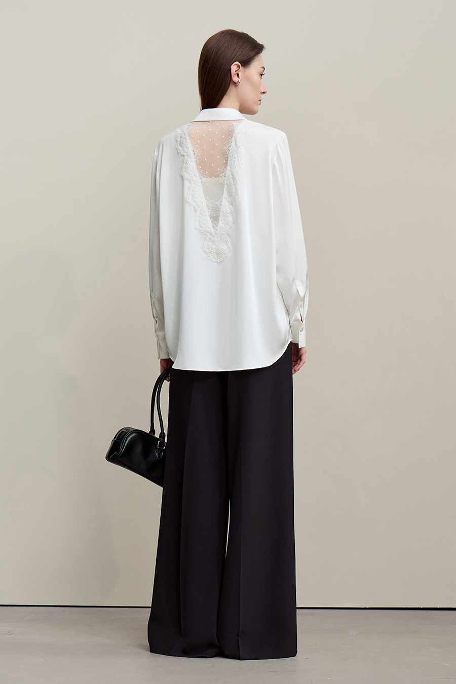 Sheer Mesh Lace Chiffon Blouse