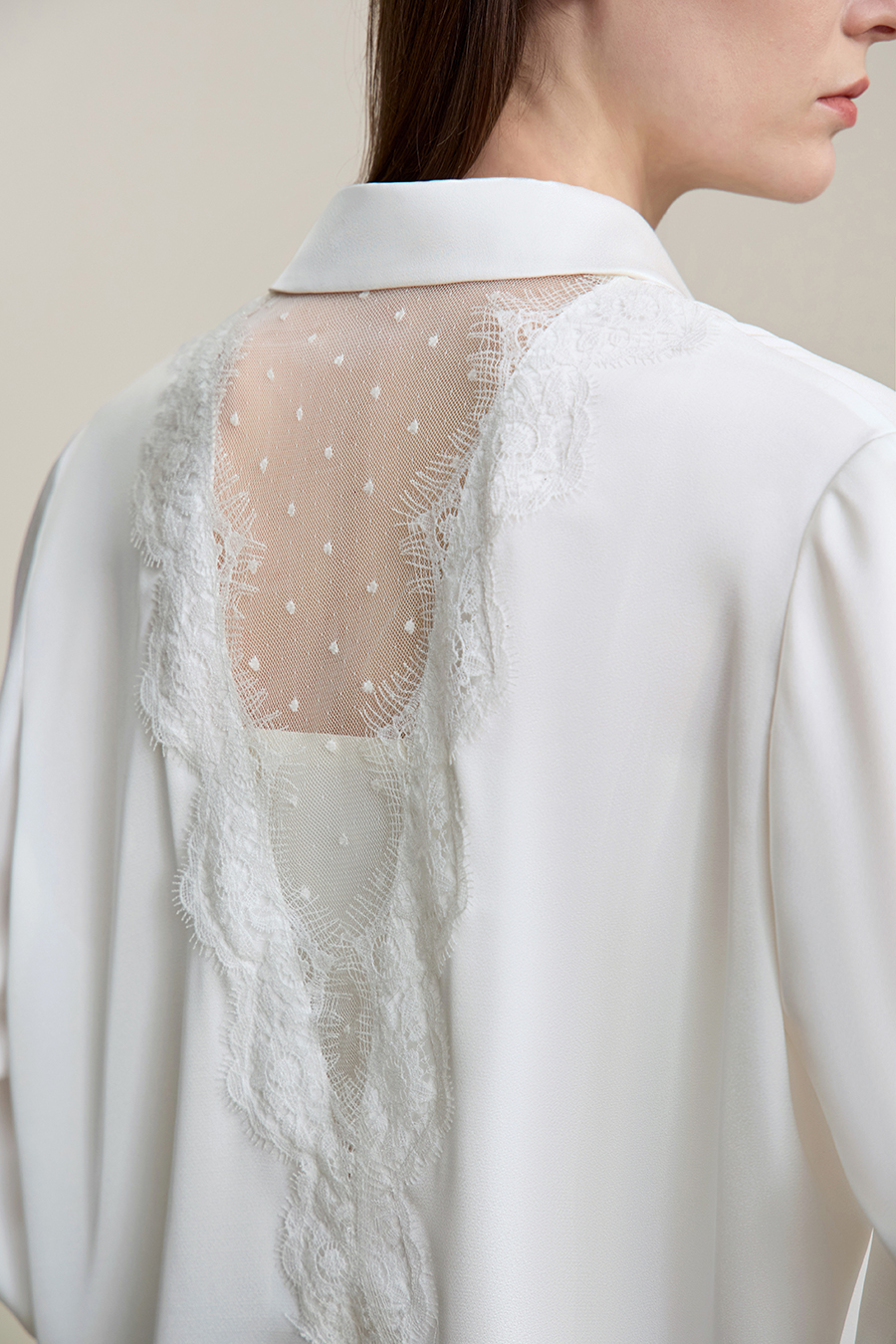 Sheer Mesh Lace Chiffon Blouse