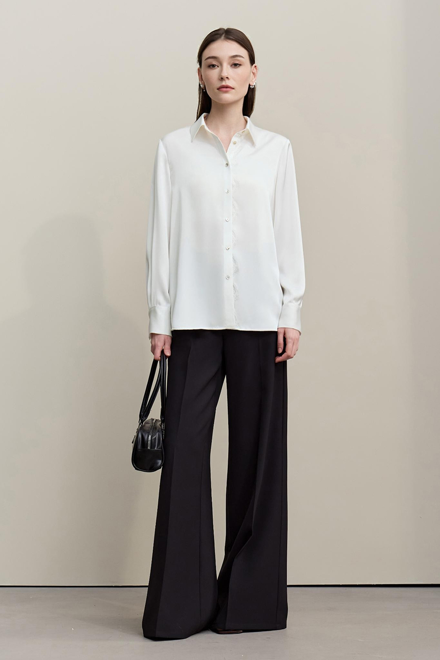 Sheer Mesh Lace Chiffon Blouse