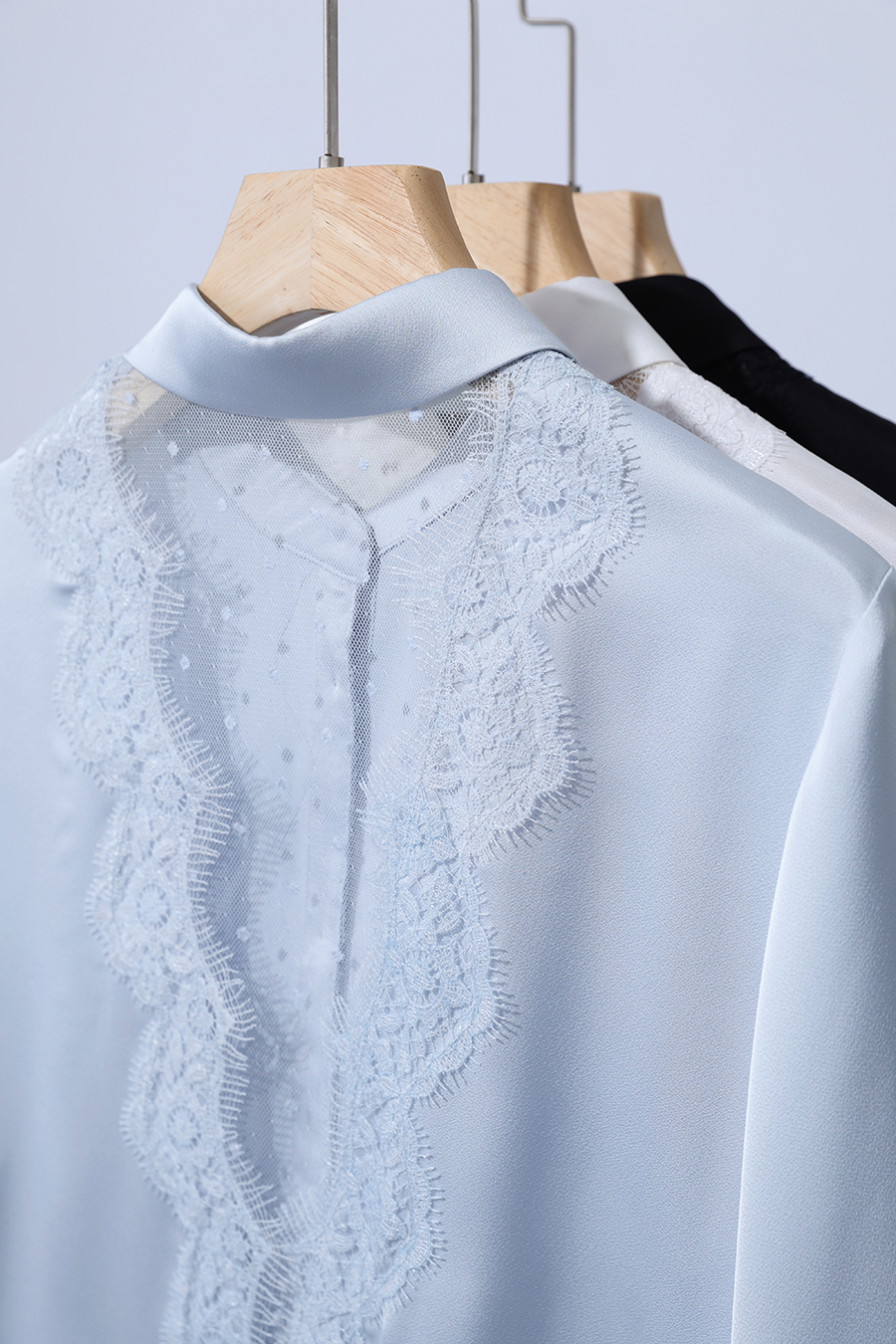 Sheer Mesh Lace Chiffon Blouse