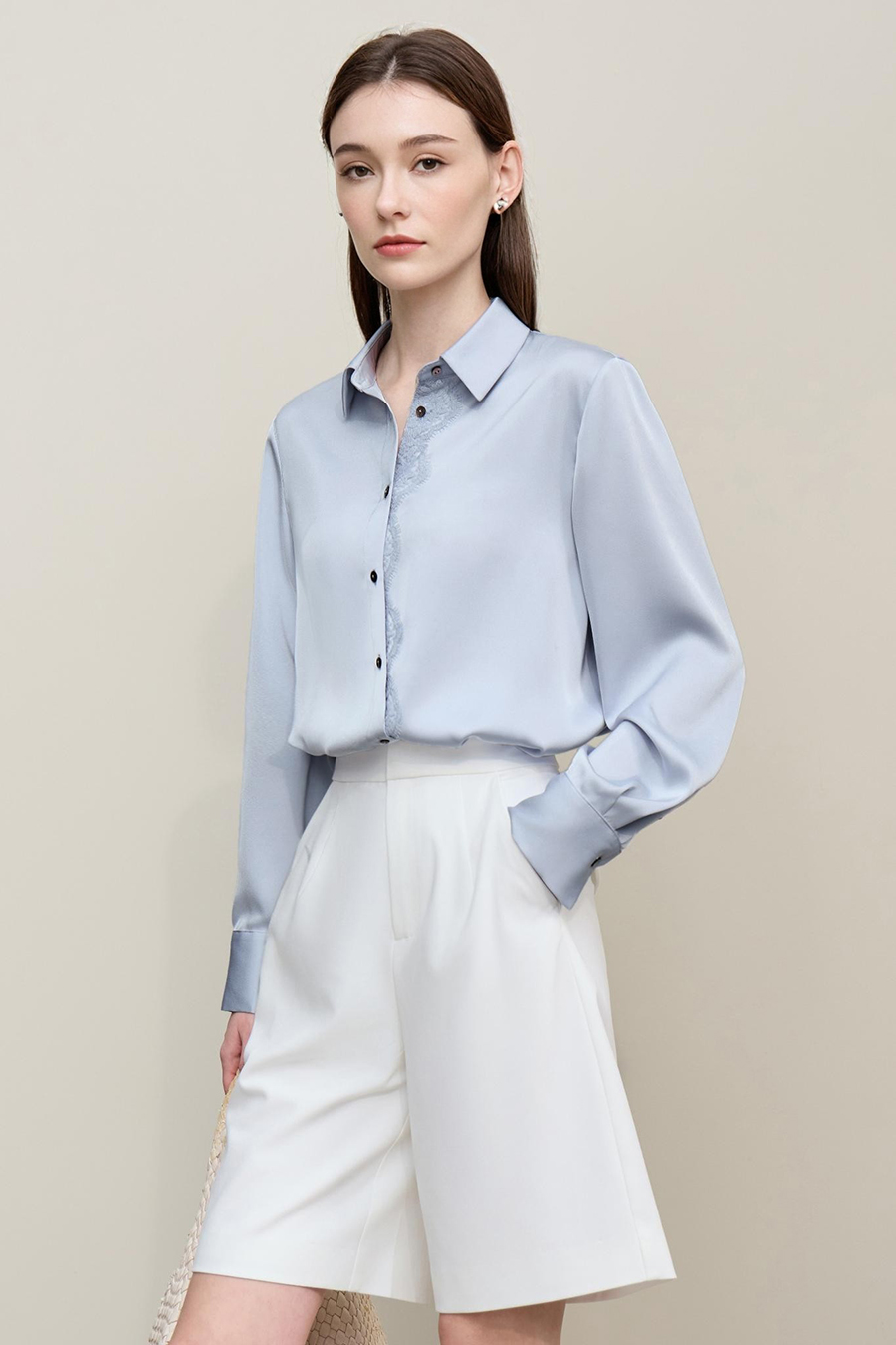 Sheer Mesh Lace Chiffon Blouse