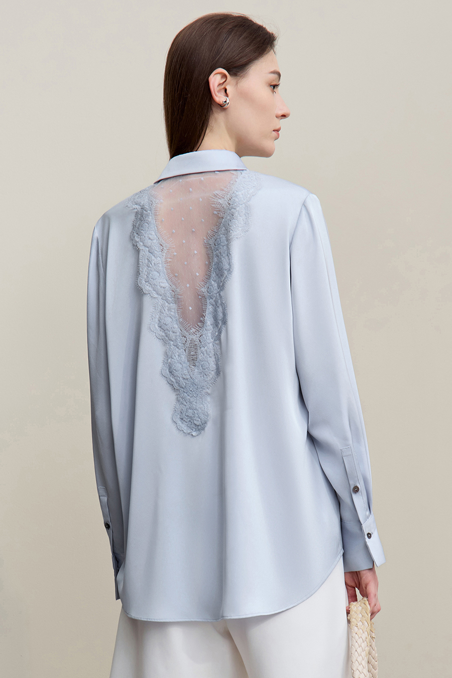 Sheer Mesh Lace Chiffon Blouse
