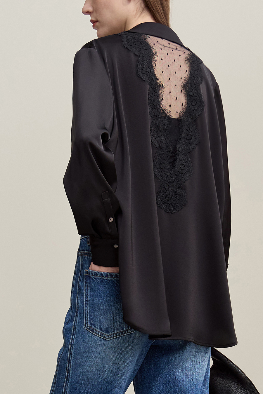 Sheer Mesh Lace Chiffon Blouse