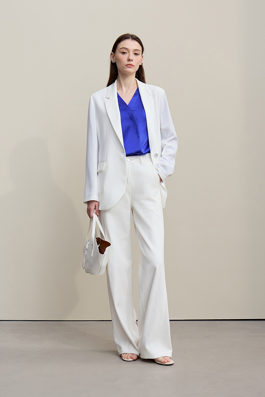 V-Neck Asymmetrical Placket Silk Top