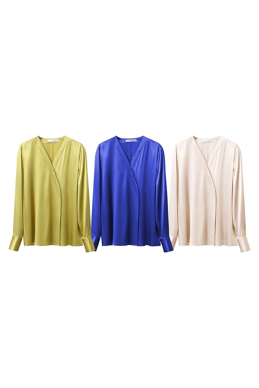 V-Neck Asymmetrical Placket Silk Top
