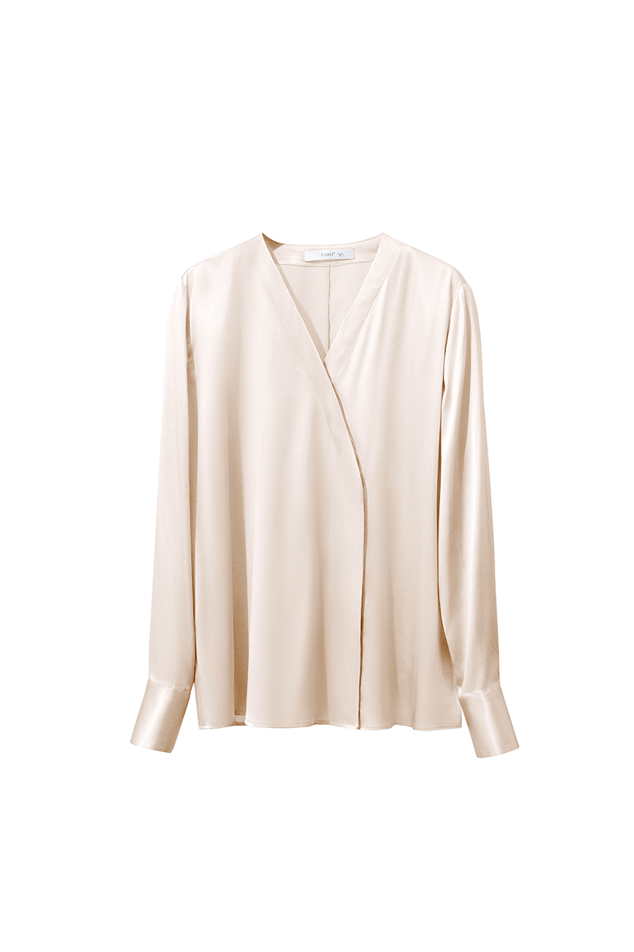 V-Neck Asymmetrical Placket Silk Top