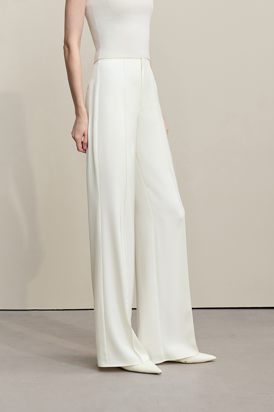 Satin Straight-Leg Casual Pants