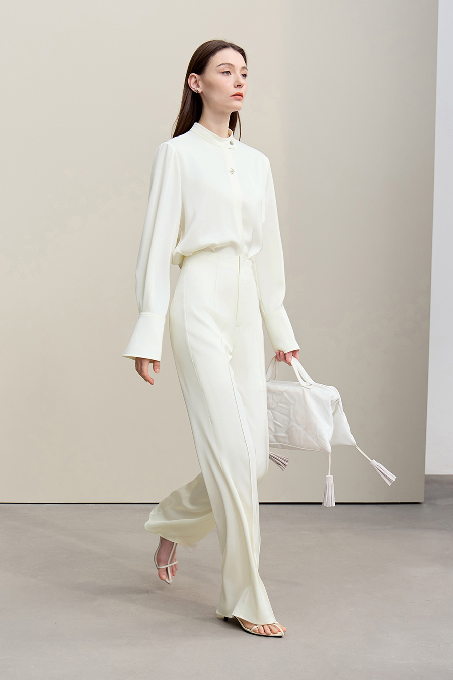 Satin Straight-Leg Casual Pants