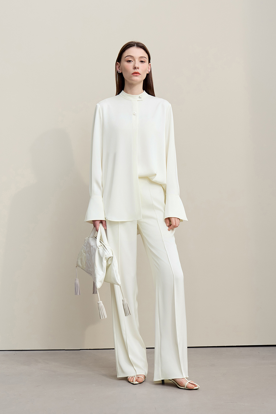 Satin Straight-Leg Casual Pants