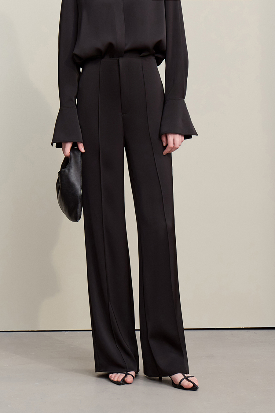 Satin Straight-Leg Casual Pants