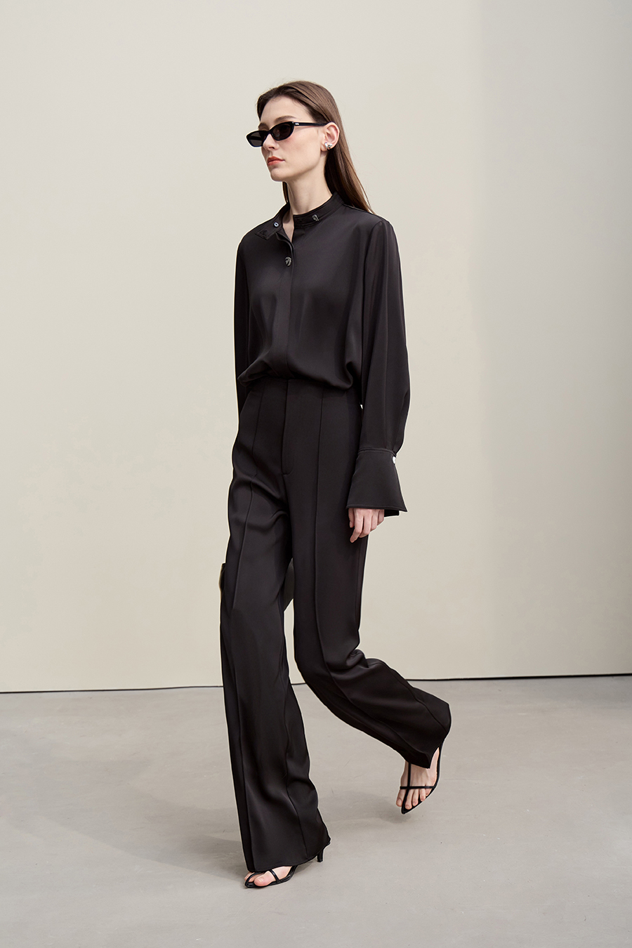 Satin Straight-Leg Casual Pants