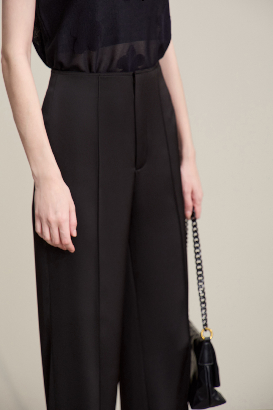 Satin Straight-Leg Casual Pants